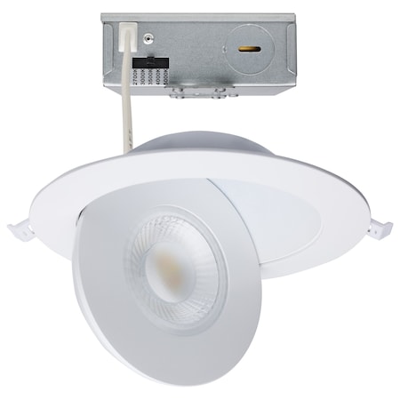 Satco 15 Watt CCT Selectable LED Direct Wire Downlight Gimbaled 6-Inch Round Remote Driver White S11860